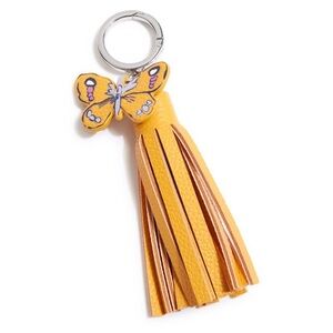 VERA BRADLEY Butterfly Key Chain Keychain Tassel Leather NWT Wild Prairie Yellow